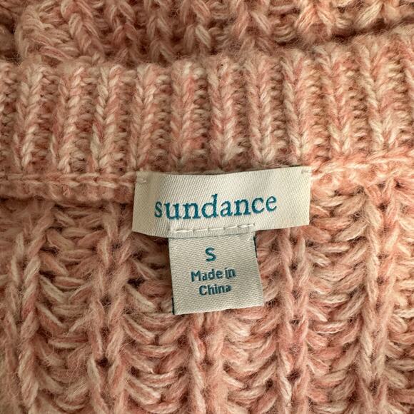 Sundance Women Marlyse Cable Knit Sweater Size Small Pink V Neck Chunky Pullover - Picture 8 of 9